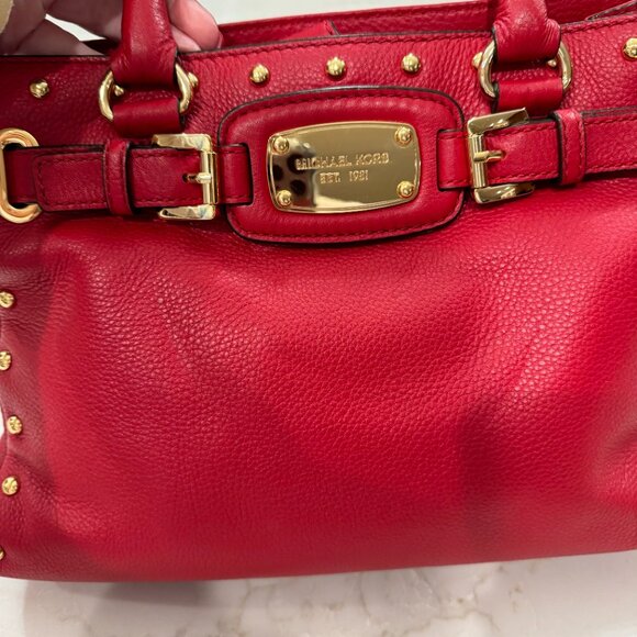 Michael Kors Red Leather Hamilton Medium East West Tote Shoulder Bag - Picture 3 of 13